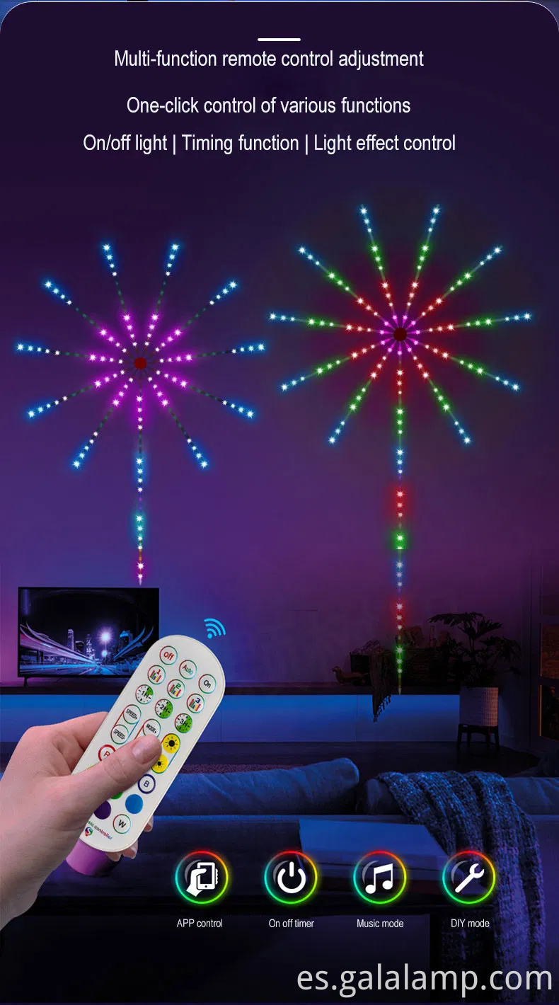 Colorful Symphony LED Fireworks Light para decoración del hogar
